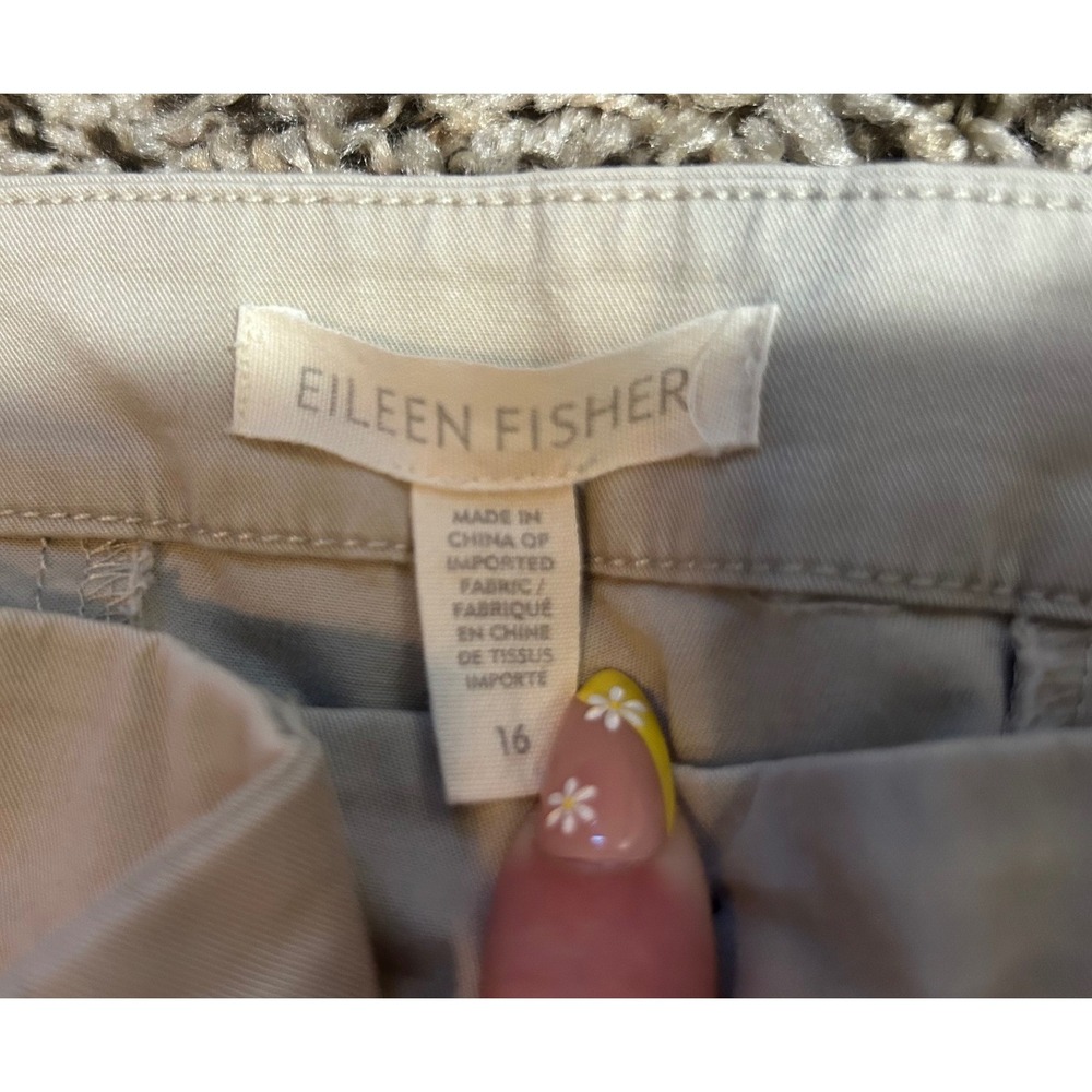 Eileen Fisher Beige Organic Cotton Tencel Tapered Ankle Pants Size 16 - Picture 3 of 8